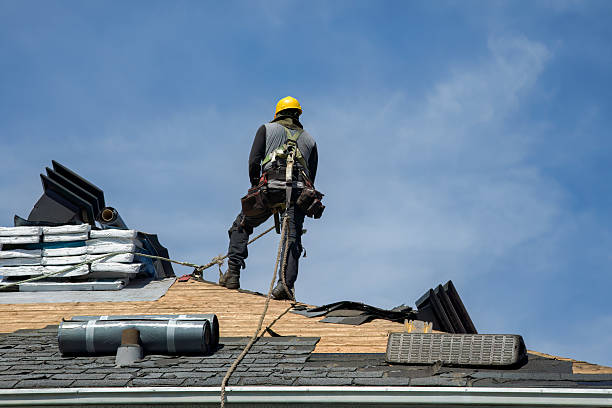 Professional Gutter Installation technician working in Santiago, MN
